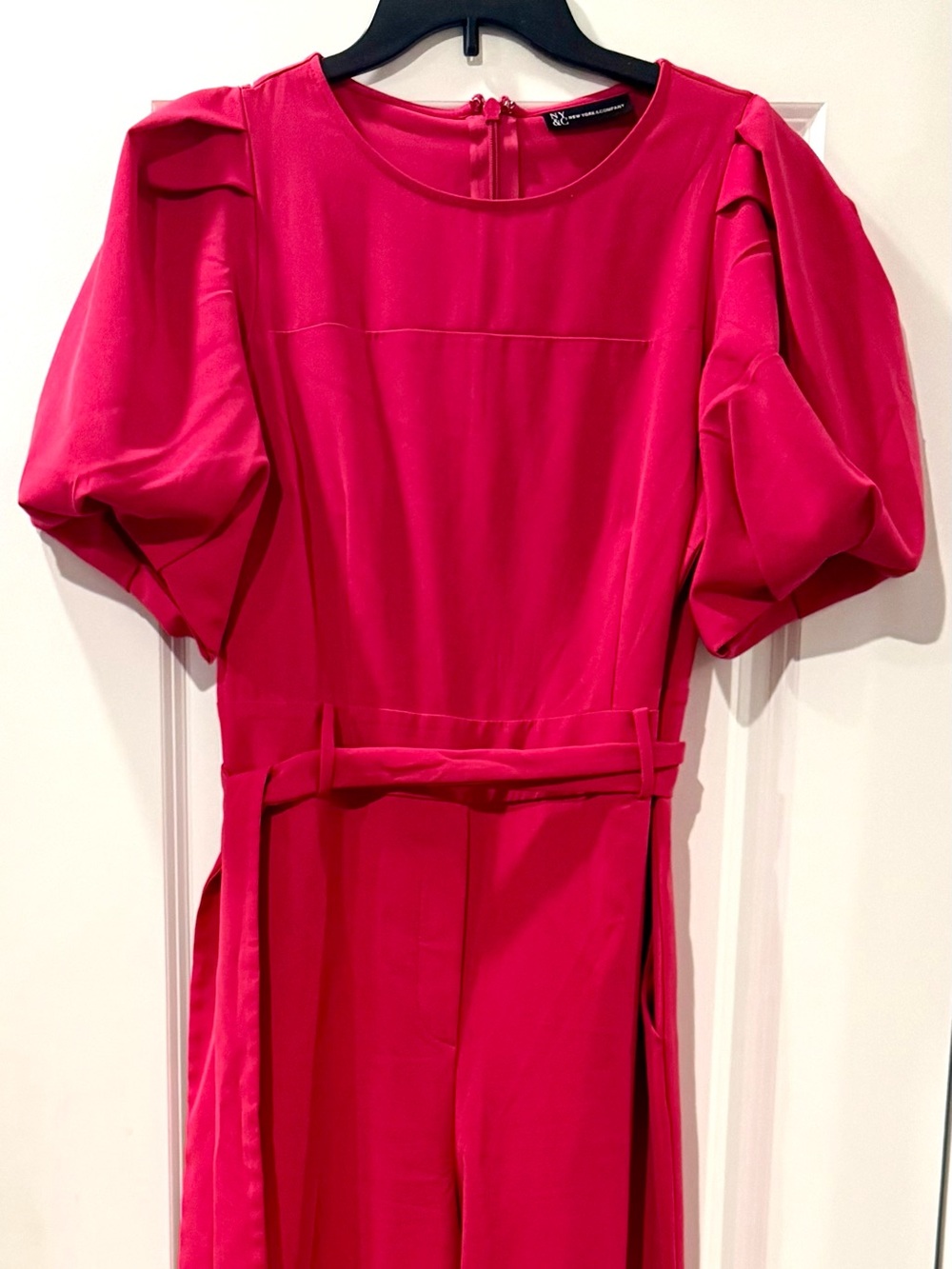 New York & Company Hot Pink Jumpsuit with Self Tie Belt